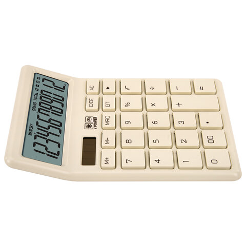 Калькулятор настольный BRAUBERG CH-12-BG (153х103 мм), 12 разрядов, двойное питание, бежевый, 272960