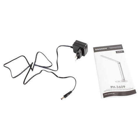 Настольная лампа / светильник SONNEN PH-3609, на подставке, LED, 9 Вт, металлический корпус, серый, 236688