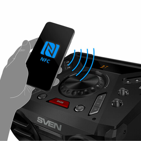 Колонка портативная SVEN PS-1900, 1000 Вт, TWS, Bluetooth, FM, USB, LED-дисплей, черная, SV-022037