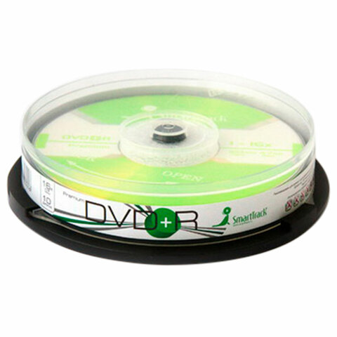 Диски DVD+R (плюс) SMARTTRACK, 4,7 Гб 16x Cake Box (упаковка на шпиле), КОМПЛЕКТ 10 шт., ST000219