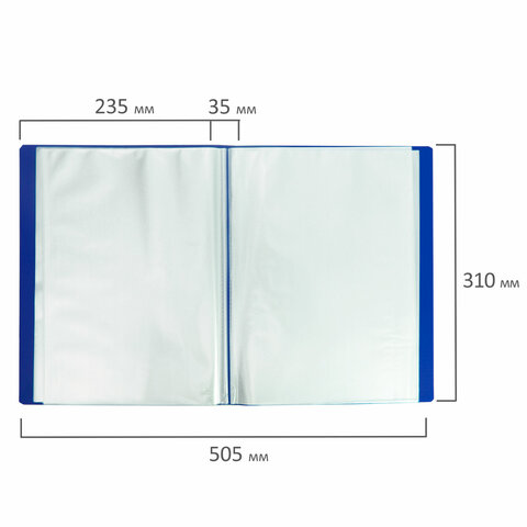 Папка 100 вкладышей BRAUBERG "Office", синяя, 0,8 мм, 222640