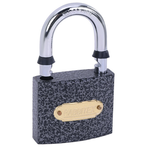 Замок навесной чугунный "Влагонепроницаемый", ширина 63 мм, полимерное покрытие, английский, 3 ключа, RABBITEX (РАББИТЕКС), 671298