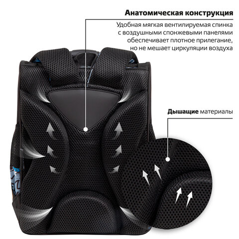 Ранец ПИФАГОР BASIC, 1 отделение, 3 кармана, эргономичная спинка, "Press play", 35х28х18 см, 272043