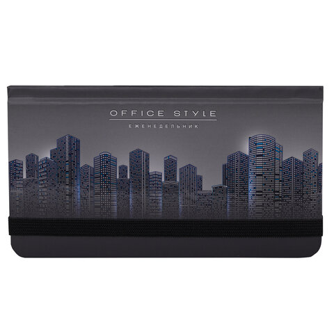 Еженедельник недатированный с резинкой (171х93 мм), BRAUBERG, твердый, УФ-ЛАК, 64 л., "Night City", 114575