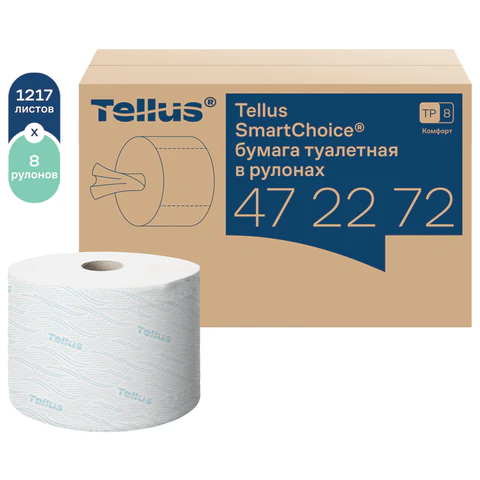 Бумага туалетная 207 м, Tellus/TORK (Система T8) SmartOne, ADVANCED, КОМПЛЕКТ 8 рулонов, 2-слойная, 472272
