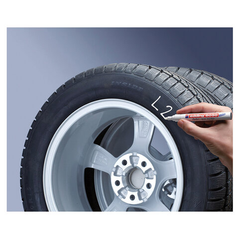 Маркер для шин и резины EDDING "8050", 2-4 мм, БЕЛЫЙ, круглый наконечник, E-8050/49