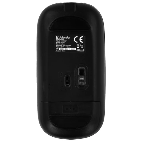 Мышь беспроводная DEFENDER TOUCH MM-997, USB, 3 кнопки+1 колесо-кнопка, оптическая, черная, 52997