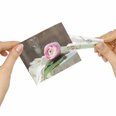 Прищепки декоративные широкие "Шебби-шик", 4 штуки, 7,2 см, ассорти, ОСТРОВ СОКРОВИЩ, 662679