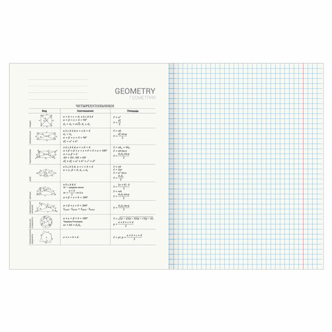 Тетрадь предметная "КЛАССИКА SCIENCE" 48 л., обложка картон, ГЕОМЕТРИЯ, клетка, подсказ, BRAUBERG, 404811