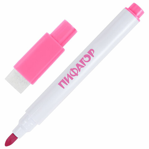 Маркеры стираемые 2 мм на магните со стирателем для белой доски и планера НАБОР 8 ЦВЕТОВ, ПИФАГОР, 152562