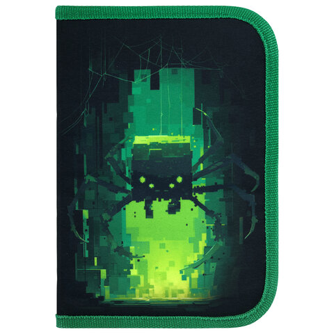 Пенал BRAUBERG, 1 отделение, 2 откидные планки, полиэстер, 21х14 см, "Digital spider", 273528