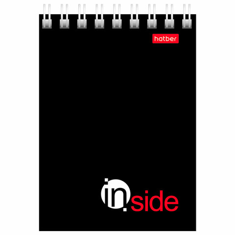 Блокнот МАЛЫЙ ФОРМАТ А7 75х105 мм, 40 л., гребень, картон, клетка, HATBER, "INSIDE Стиль", 004691, 40Б7B1гр_01622