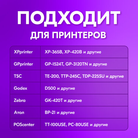 Этикетка ТермоЭко (58х60 мм), 500 этикеток в ролике, КОМПЛЕКТ 8 шт., светостойкость до 2 месяцев, 880963