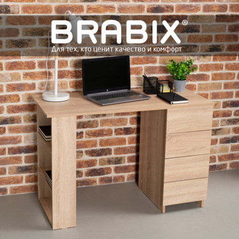 Стол письменный/компьютерный BRABIX "Scandi CD-016", 1100х500х750 мм, 4 ящика, дуб сонома, 641892, ЦБ013707-2