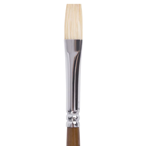 Кисть художественная профессиональная BRAUBERG ART CLASSIC, щетина, плоская, № 6, длинная ручка