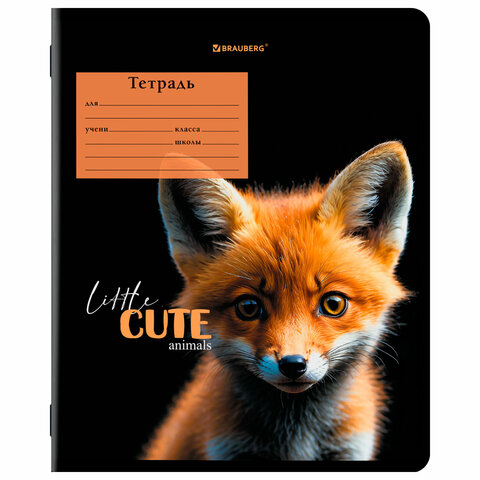 Тетрадь 12 л. BRAUBERG, клетка, обложка картон, CUTE ANIMALS, 107266