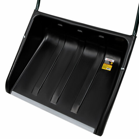 Лопата снеговая СКРЕПЕР 58х48 см пластиковый ЧЕРНЫЙ, алюминиевая планка, рукоятка 120 см, прочный, ГРАНДМАСТЕР, 700343