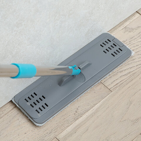 Швабра с отжимом и ведром 8л/7л двухкамерное, насадка из микрофибры карманы с 2-х сторон, серый, Light Mop, MILEY, 901-618