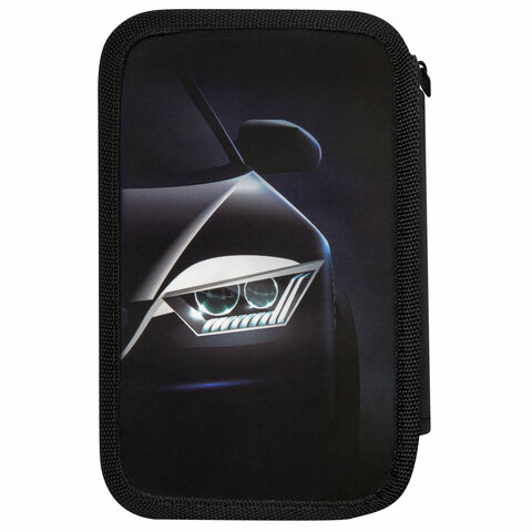 Пенал ПИФАГОР, 3 отделения, ламинированный картон, 19х11 см, "Car flash", 272254