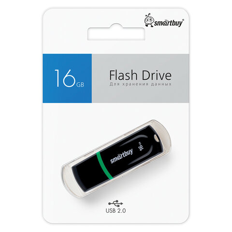 Флеш-диск 16 GB, SMARTBUY Paean, USB 2.0, черный, SB16GBPN-K