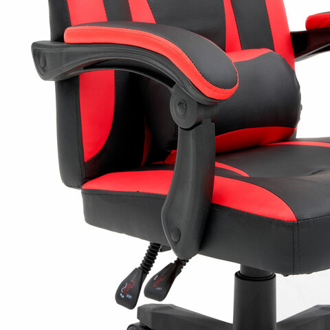 Кресло компьютерное CROMEX (КРОМЕКС) "Start GM-105", две подушки, экокожа, черное/красное, 532957