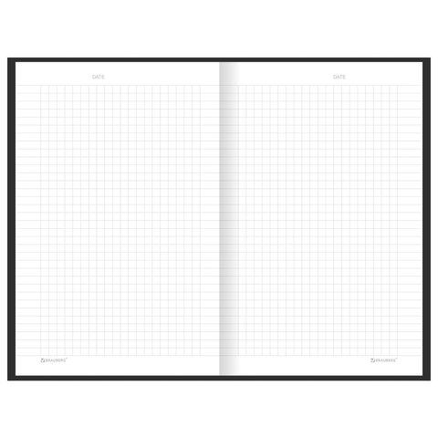 Блокнот А5 134х206 мм, 80 л., твёрдый, клетка, BRAUBERG "Minimal", черный, 116436