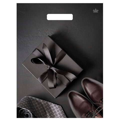 Пакет с вырубной ручкой ПВД ламинированный, 40х31 см, "Мужской фасон", 60 мкм, н00255470