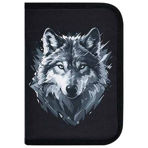 Пенал BRAUBERG, 1 отделение, полиэстер, 21х14 см, "Gray wolf", 273520