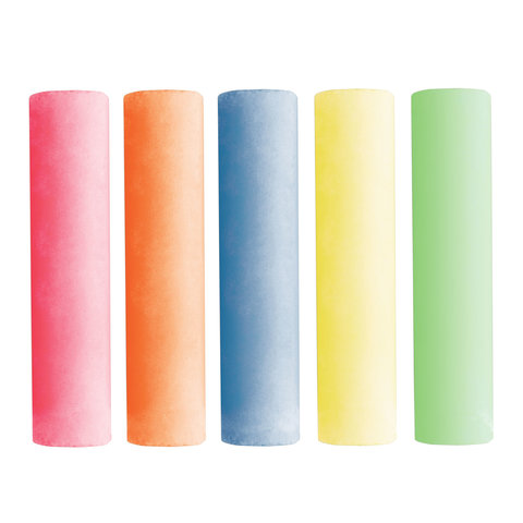 Мел для рисования на асфальте 10 штук, 5 цветов, цветной круглый, BRAUBERG, картонная упаковка, европодвес, 223556