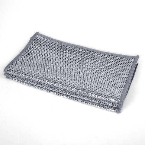 Тряпки-салфетки металлизированный эффект скрабер, 20х20 см, КОМПЛЕКТ 3 штуки, ДВУХСЛОЙНЫЕ, посуда, уборка, LAIMA 700063