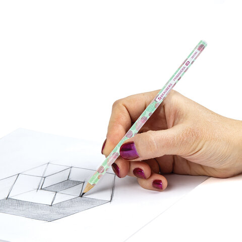 Карандаш чернографитный BRAUBERG "PRIMAVERA", 1 шт., HB, корпус ассорти, 181765