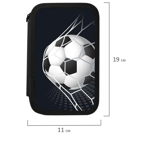 Пенал ПИФАГОР, 3 отделения, ламинированный картон, 19х11 см, "Ball kick", 272253