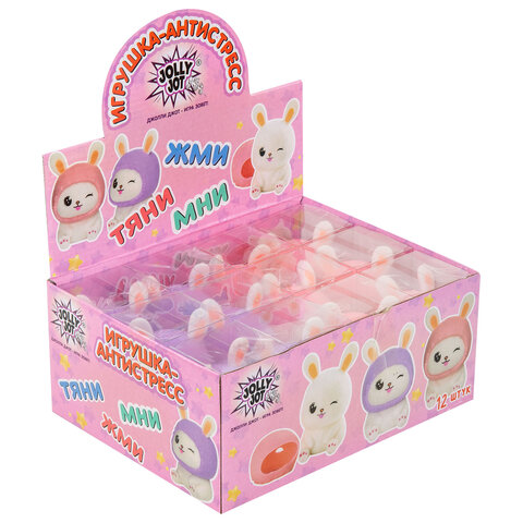 Игрушка-антистресс "МИЛЫЙ ЗАЙКА", 10,5 см, ассорти, 2 цвета, дисплей, JOLLY JOT (ДЖОЛЛИ ДЖОТ), 665794
