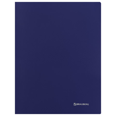 Папка с боковым металлическим прижимом и внутренним карманом BRAUBERG "Диагональ", темно-синяя, до 100 листов, 0,6 мм, 221357