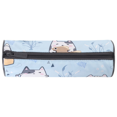 Пенал-тубус BRAUBERG, с эффектом SOFT TOUCH, полиэстер, "Funny cats", 22х8 см, 270060