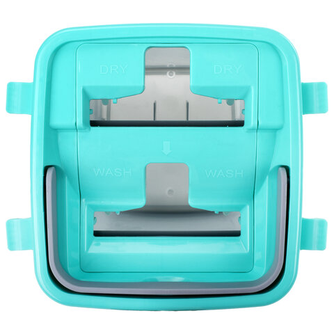 Швабра с отжимом и ведром 9л/7л двухкамерное, 3 насадки из микрофибры, рукоятка 130см, бирюзовый, Compact Mop, LAIMA, 607389