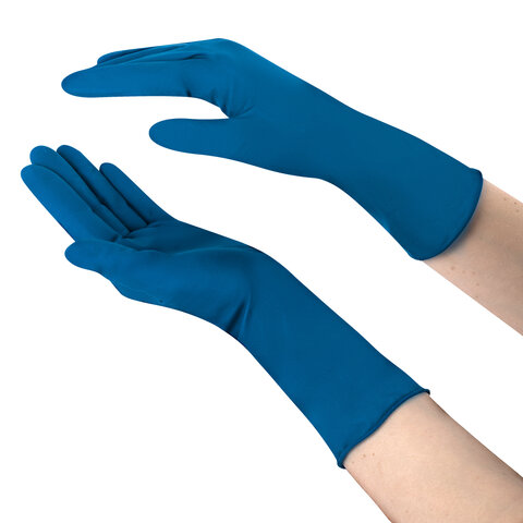 Перчатки латексные смотровые 25 пар (50 штук), размер 8-9, L (большой), синие, SAFE&CARE High Risk DL/TL210