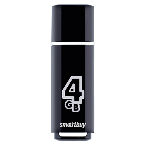 Флеш-диск 4 GB, SMARTBUY Glossy, USB 2.0, черный, SB4GBGS-K
