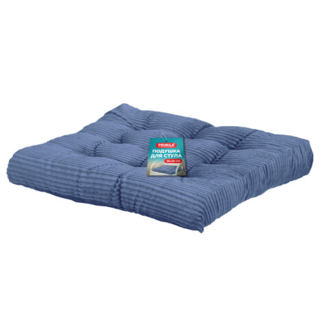 Подушка на стул "ВЕЛЬВЕТ" 38х38 см, полиэстер, синяя, PRIMILA (ПРИМИЛА) CLASSIC, 700505