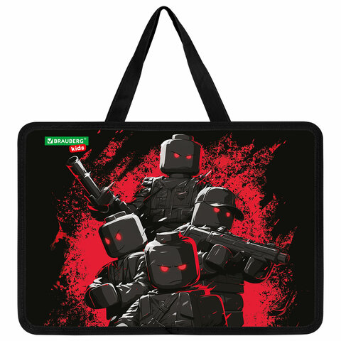 Папка на молнии с ручками BRAUBERG KIDS А4, 1 отделение, пластик, 100 мм, "Terrible fighters", 273377