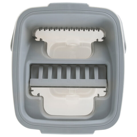 Швабра с отжимом и ведром 11л/9л, двухкамерное, ProClean, насадка из микрофибры карманы с 2-х сторон, белый, LAIMA, 607979