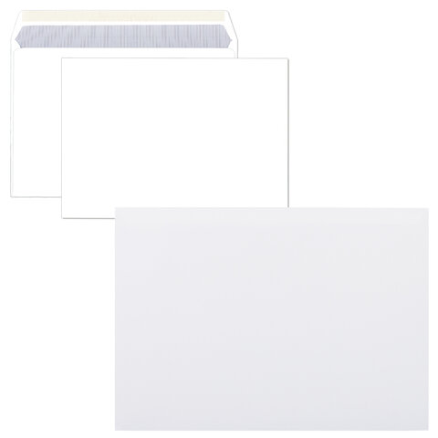 Конверты С4 (229х324 мм), клей, 90 г/м2, КОМПЛЕКТ 50 шт., внутренняя запечатка, STAFF, 116571