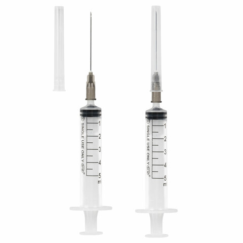 Шприц 3-х компонентный SFM, 5 мл, КОМПЛЕКТ 100 шт., в коробке, игла 0,7х40 мм - 22G, 534202