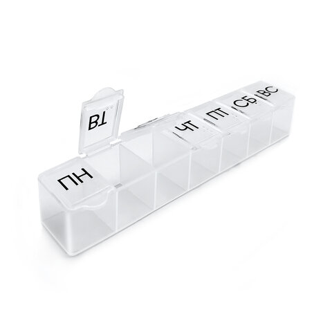 ТАБЛЕТНИЦА / Контейнер для лекарств и витаминов "7 дней/1 прием" КОМПАКТНЫЙ, DASWERK (ДАСВЕРК), 630843