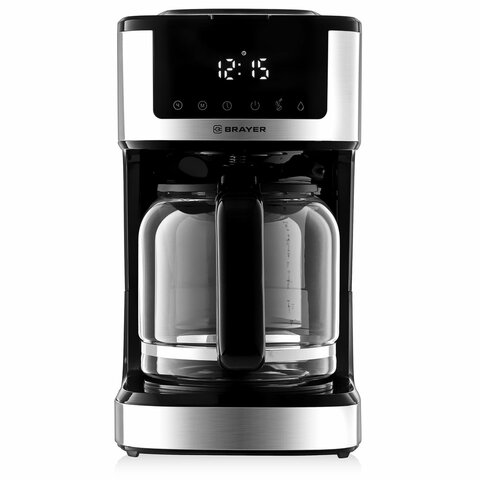 Кофеварка капельная BRAYER BR1124, 900 Вт, объем 1,8 л, LED-дисплей, поддержание температуры, черная