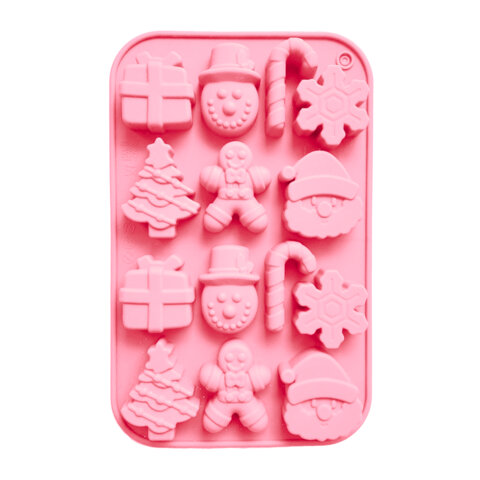 Форма для выпечки новогодняя 20,5х13 см "Xmas Sweets", силикон, 14 ячеек, рецепт, ЗОЛОТАЯ СКАЗКА, 592471