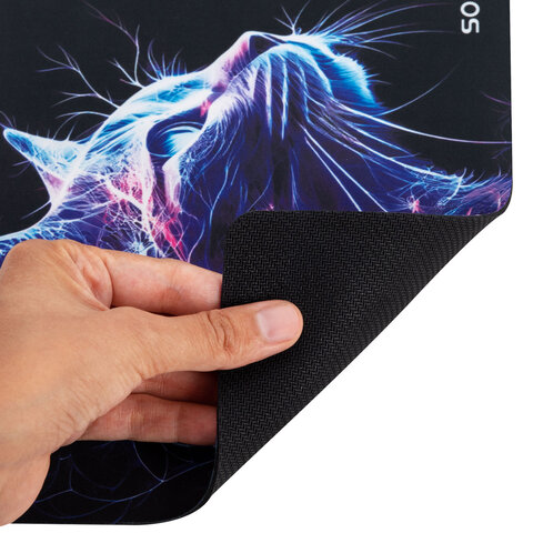 Коврик для мыши SONNEN "NEON CAT" резина + ткань, 250х200х2 мм, 513956