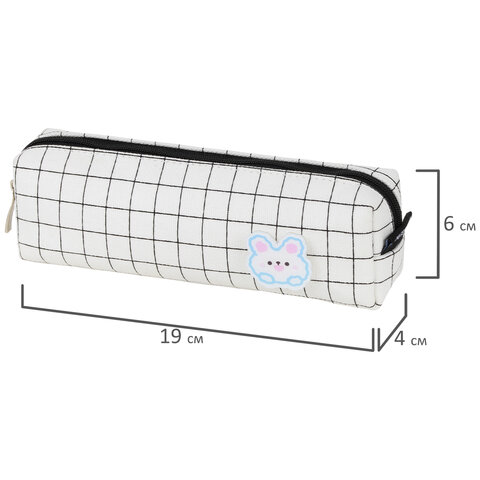 Пенал BRAUBERG, 1 отделение, полиэстер, "Sweet bunny", белый, 19х4х6 см, 272304