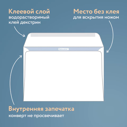 Конверты С4 (229х324 мм), клеевой слой, внутренняя запечатка, 90 г/м2, КОМПЛЕКТ 50 шт., BRAUBERG, 112176