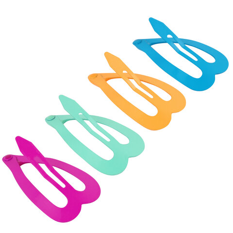 Заколки для волос НАБОР 4 шт., 3,5 см, клик-клак, сердечки, глянцевый, разные цвета, MONTE VITA (МОНТЕ ВИТА), 457082